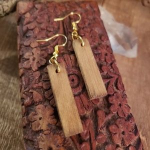 Minimalist WOOD Earrings Reclaimed Earthy Free Spirit Bohemian Jewelry Wooden